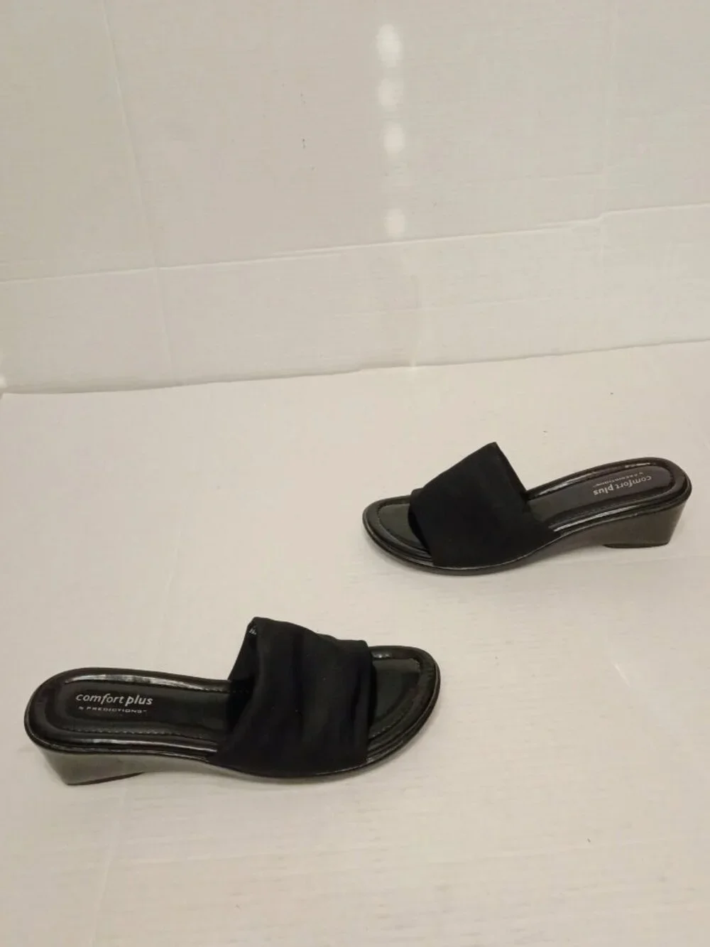 Comfort Plus Predictions Black Wide Slide Wedge Sandals Women’s 8.5W
